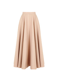 Striped pleated midi skirt - Light Beige