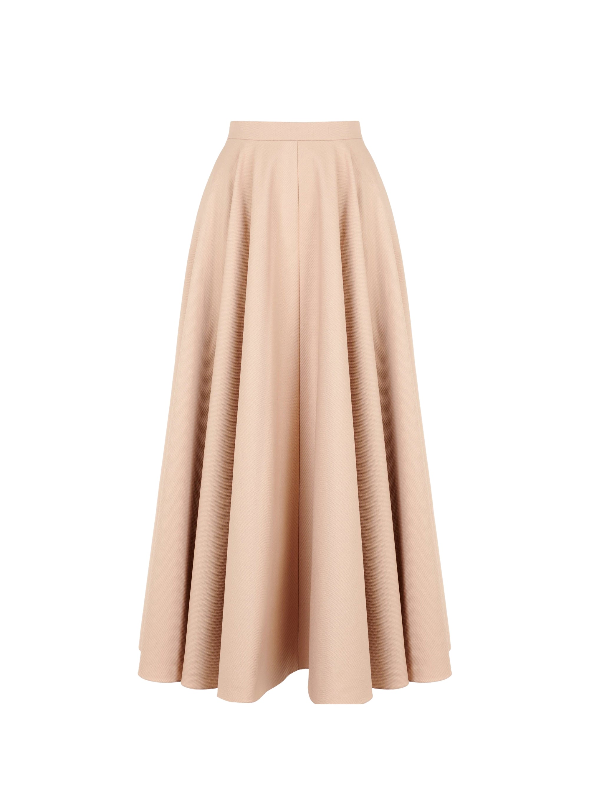 Striped pleated midi skirt - Light Beige