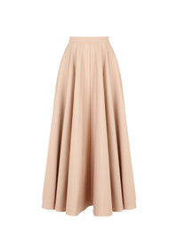 Striped pleated midi skirt - Light beige