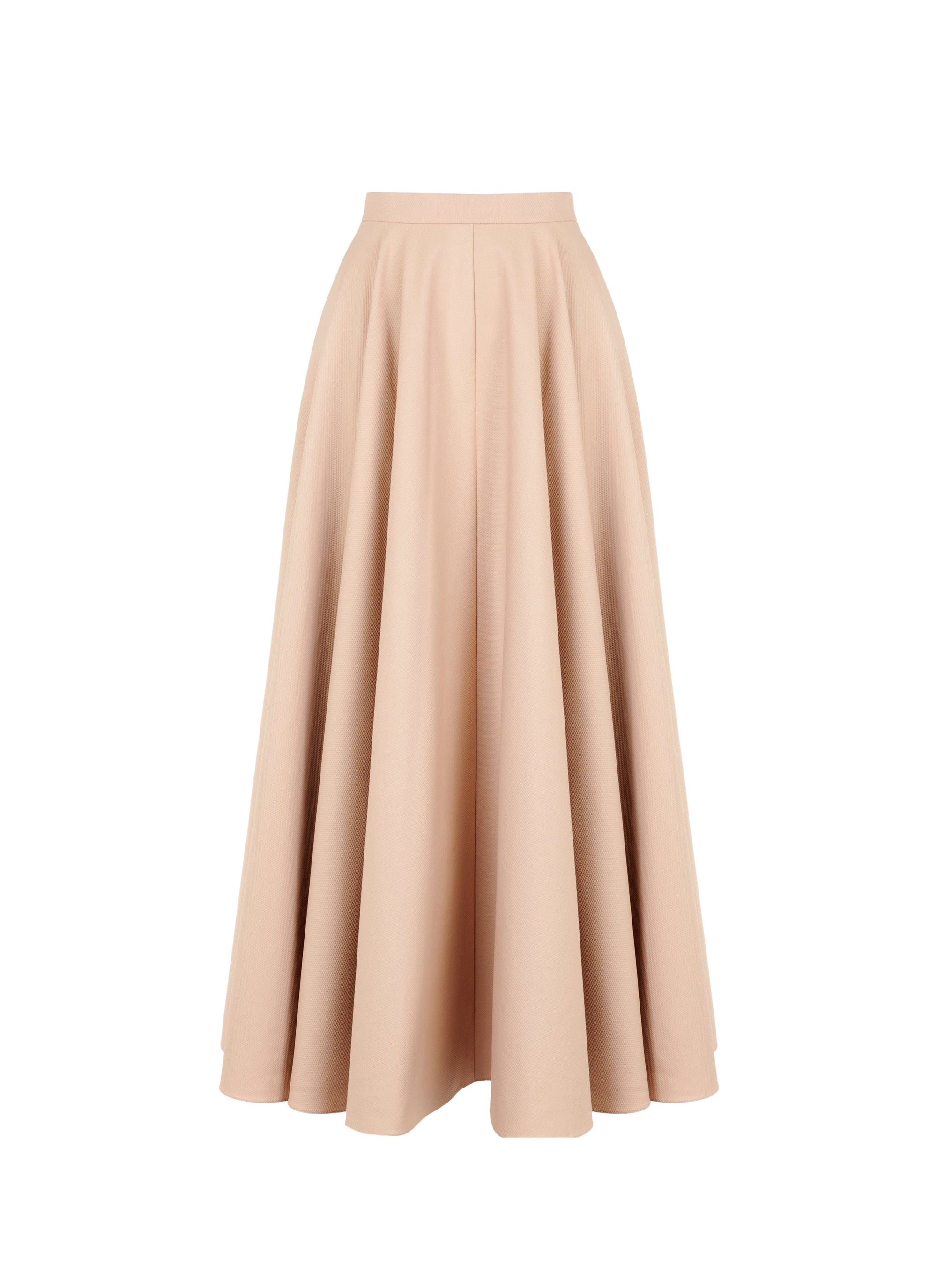Striped pleated midi skirt - Light beige