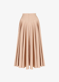 Striped pleated midi skirt - Light beige