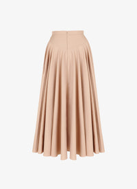 Striped pleated midi skirt - Light Beige