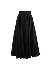 Jupe midi plissée à rayures - Noir