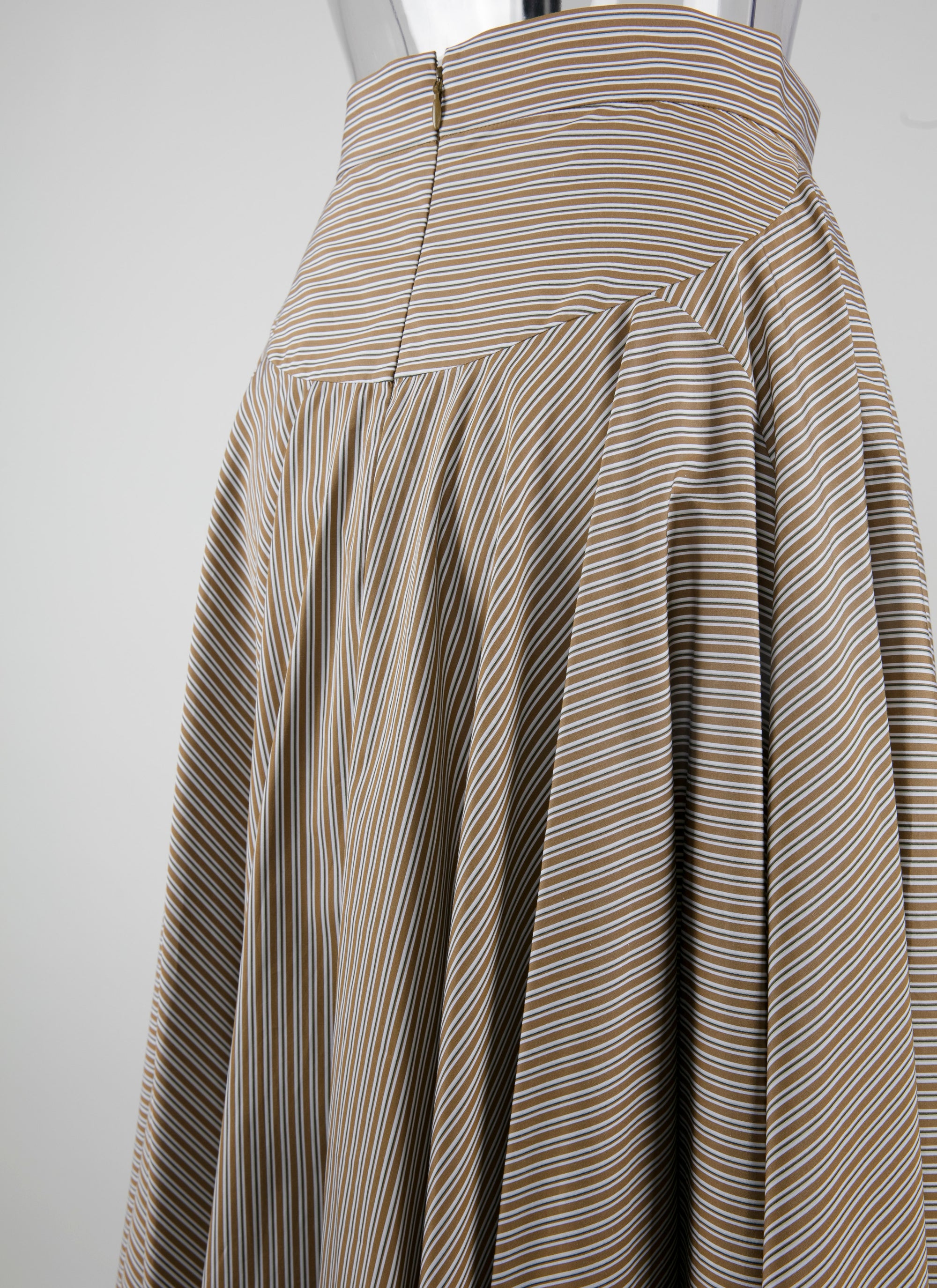 Striped pleated midi skirt - Ochre & White