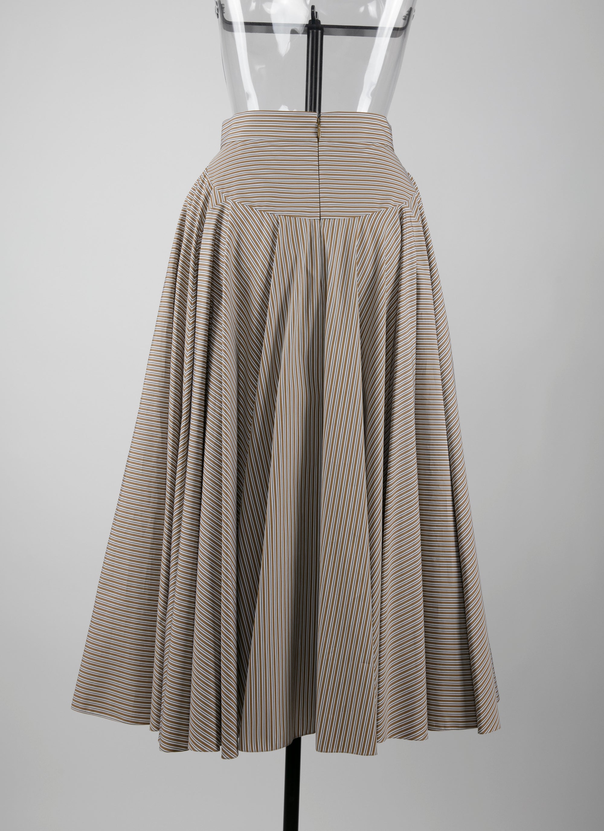 Striped pleated midi skirt - Ochre & White