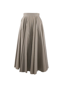 Striped pleated midi skirt - Ochre & White