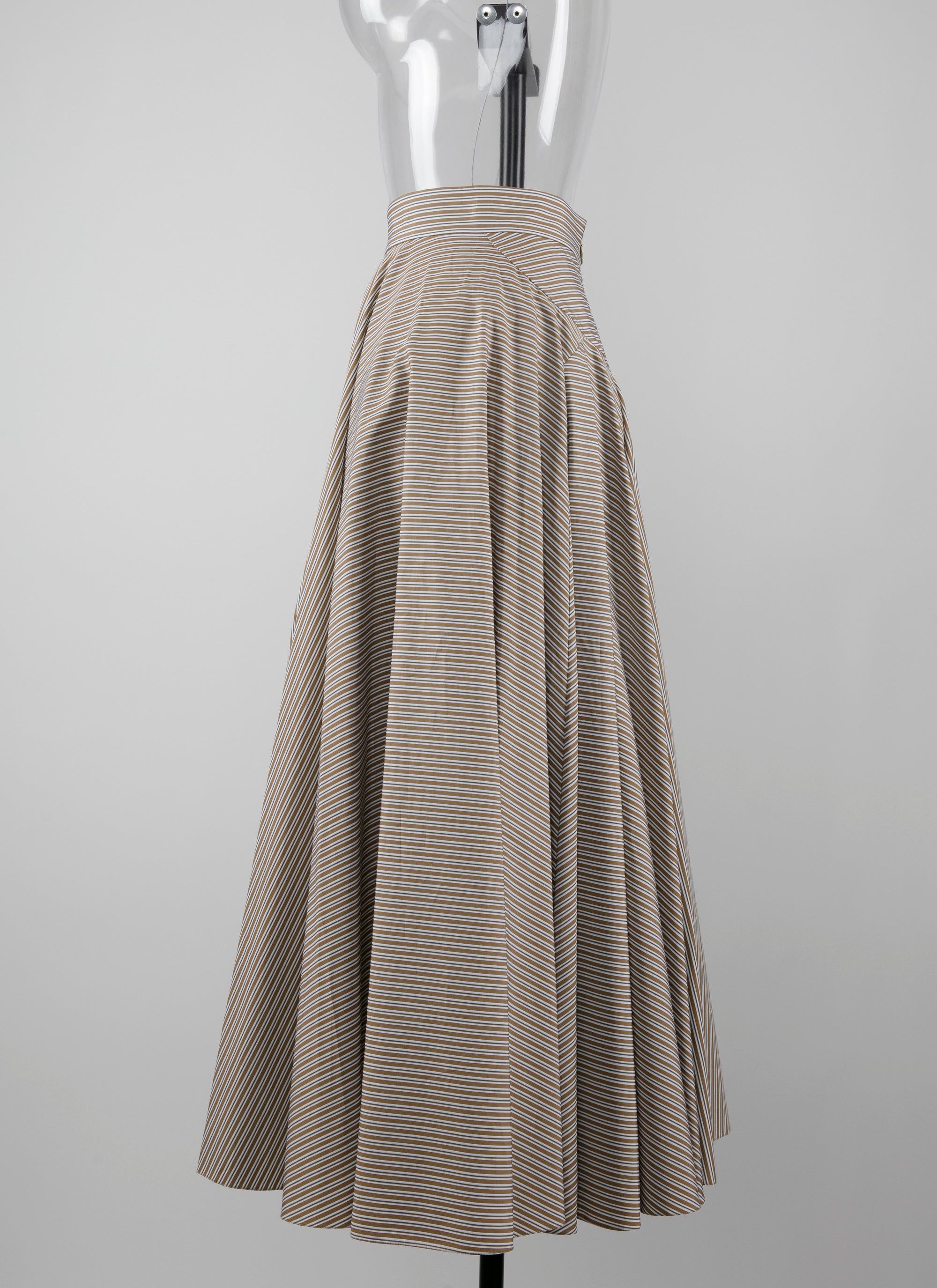 Striped pleated midi skirt - Ochre & White