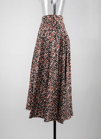 Striped pleated midi skirt - Khaki & Rosewood