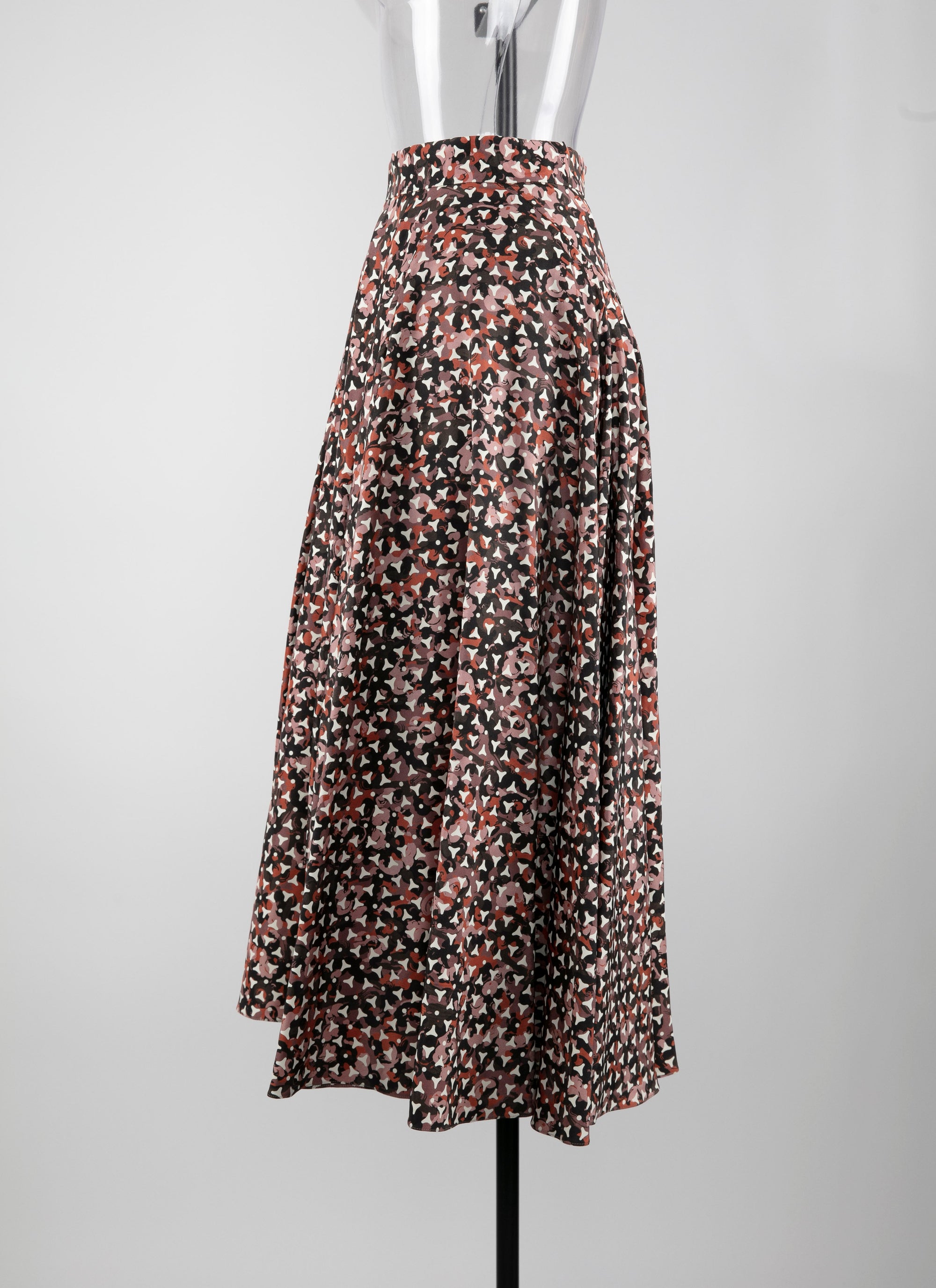 Striped pleated midi skirt - Khaki & Rosewood