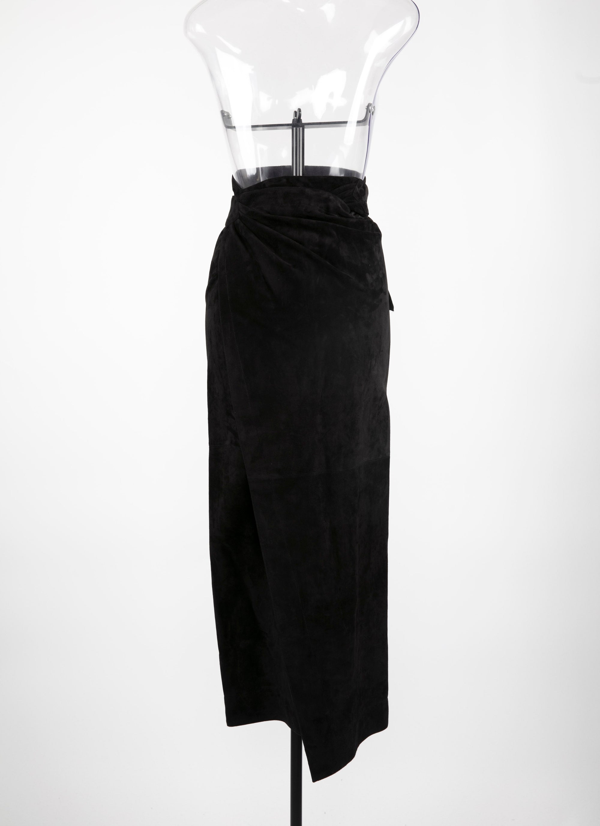 Jupe longue en cuir suede - Noir