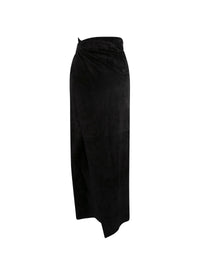 Jupe longue en cuir suede - Noir