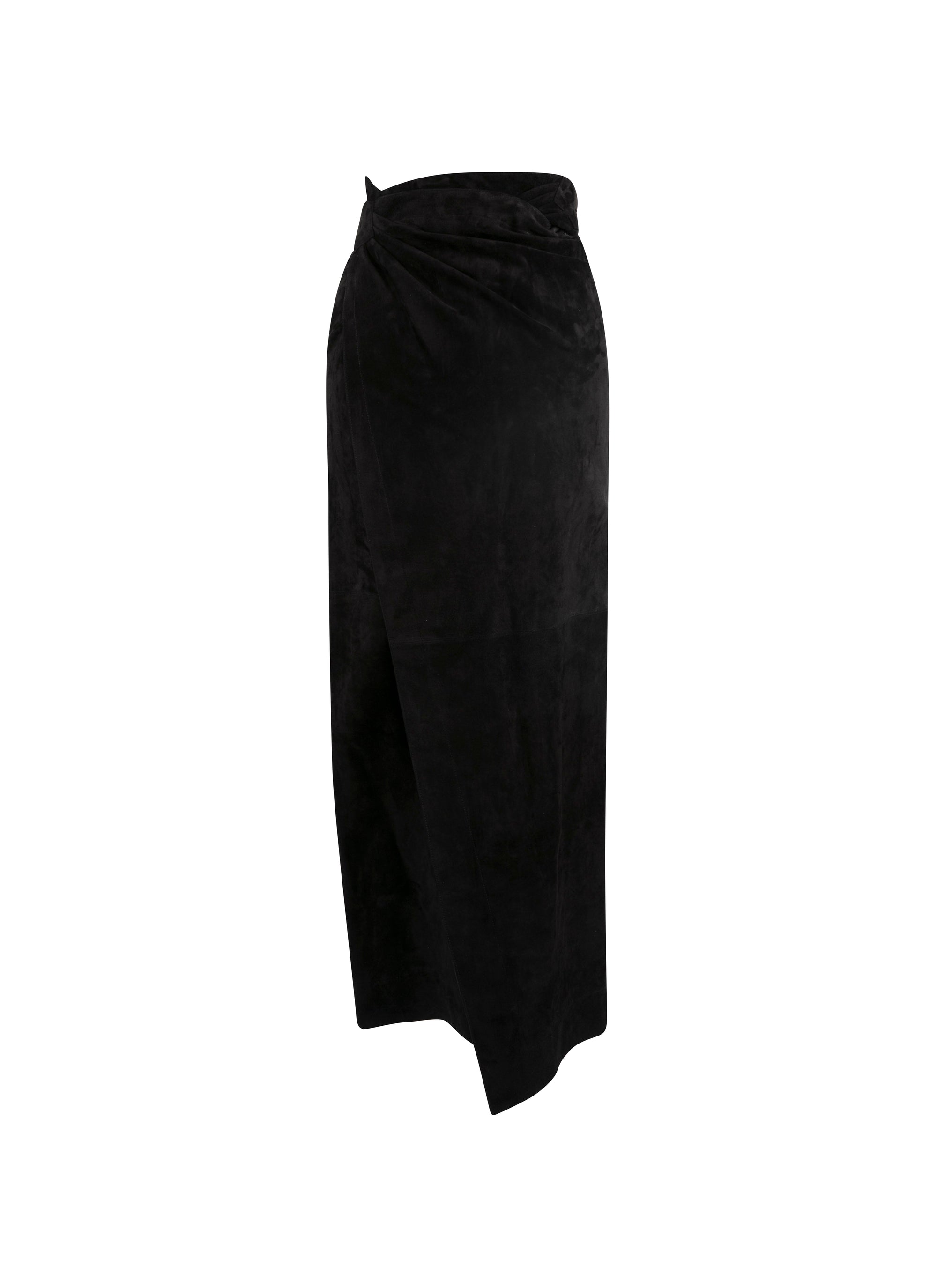 Jupe longue en cuir suede - Noir
