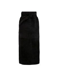 Jupe longue en cuir suede - Noir