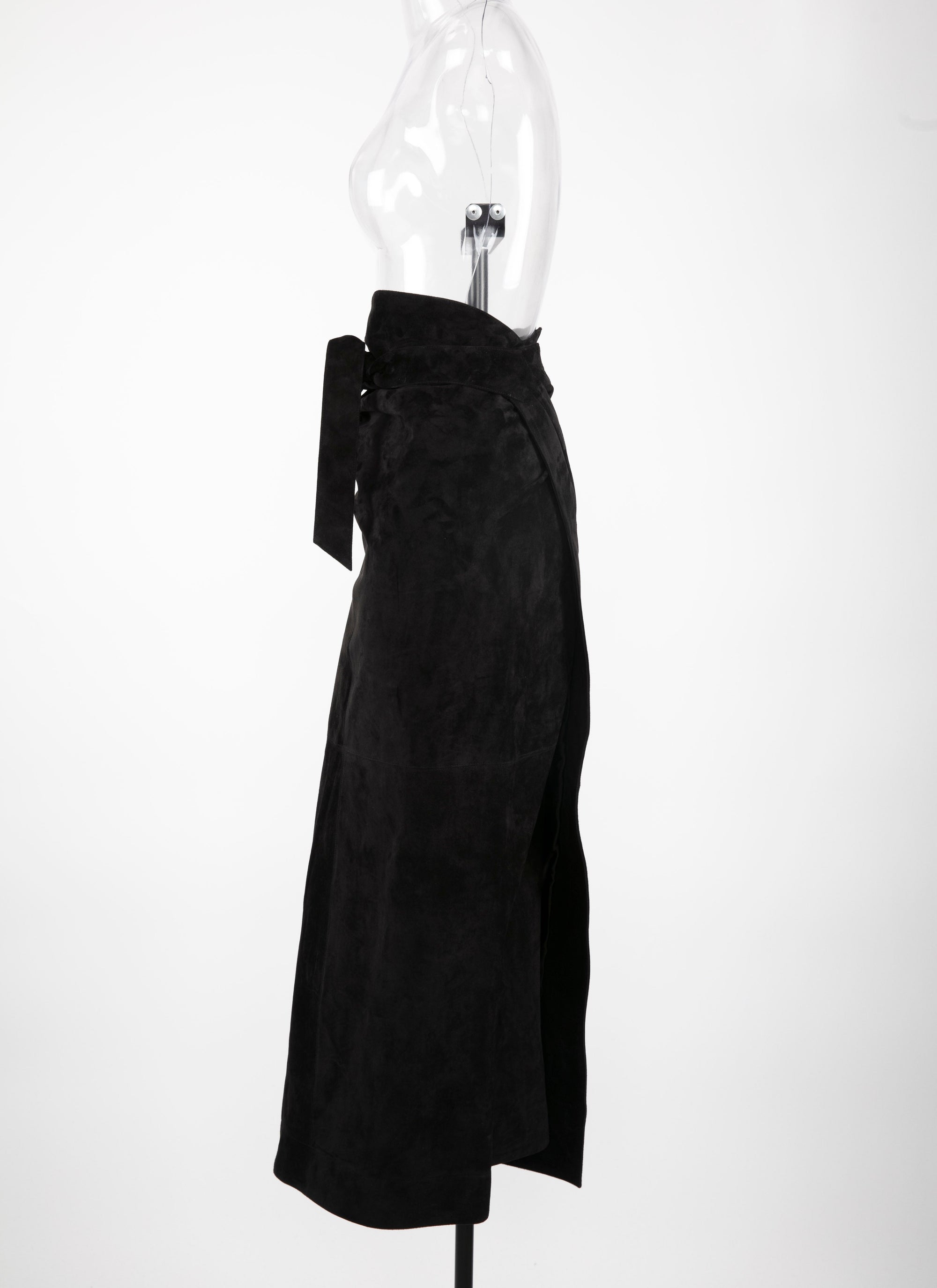 Jupe longue en cuir suede - Noir