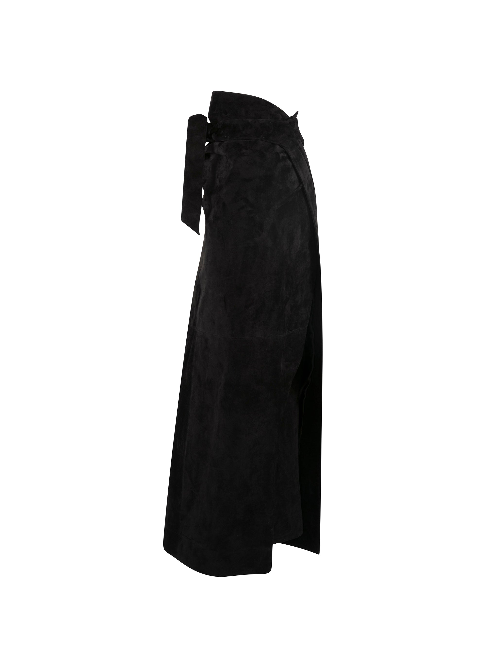 Jupe longue en cuir suede - Noir