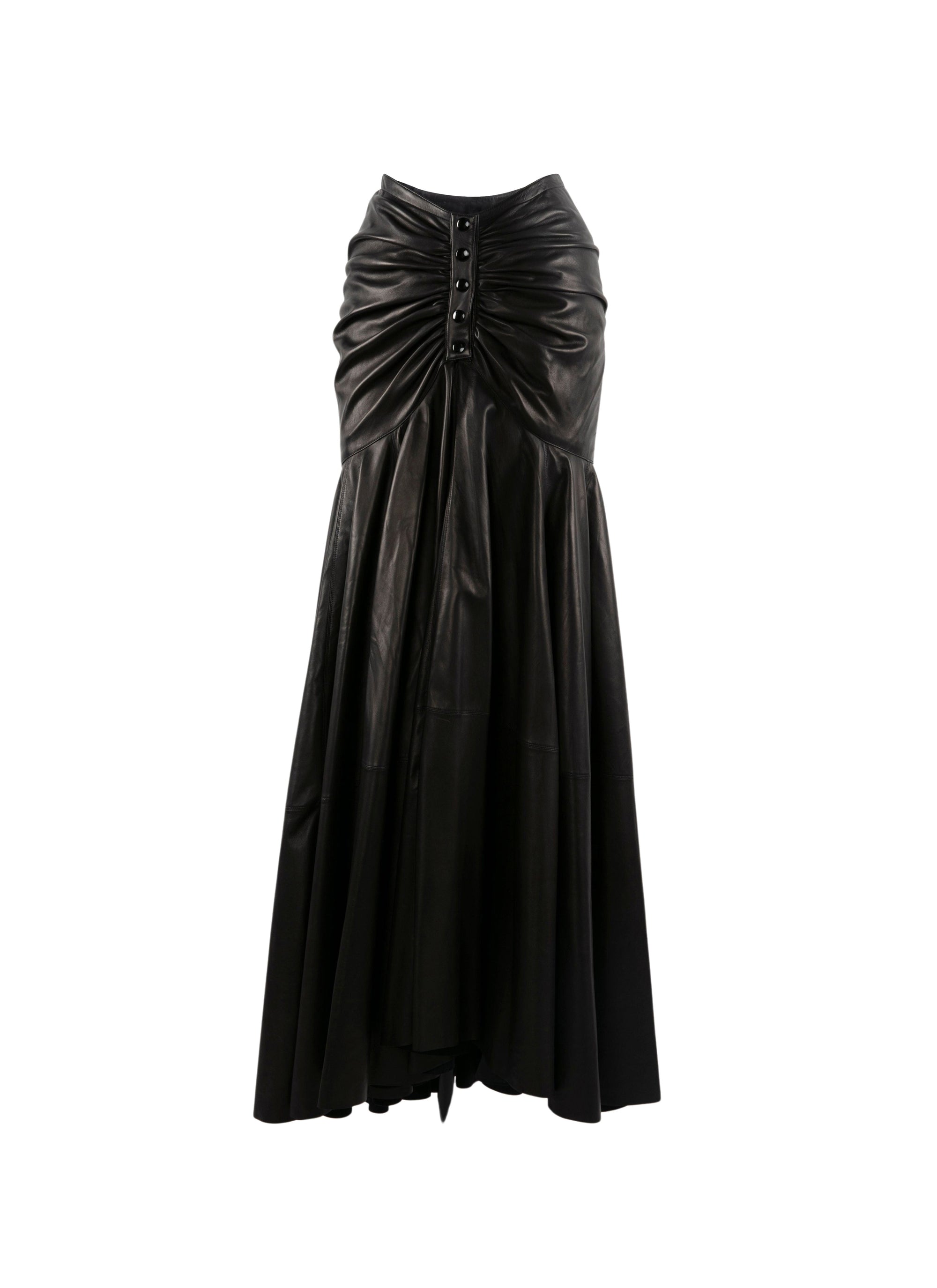 Jupe longue évasée edition en cuir - Noir