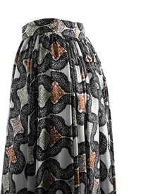 Printed silk maxi skirt - Ivory & Black