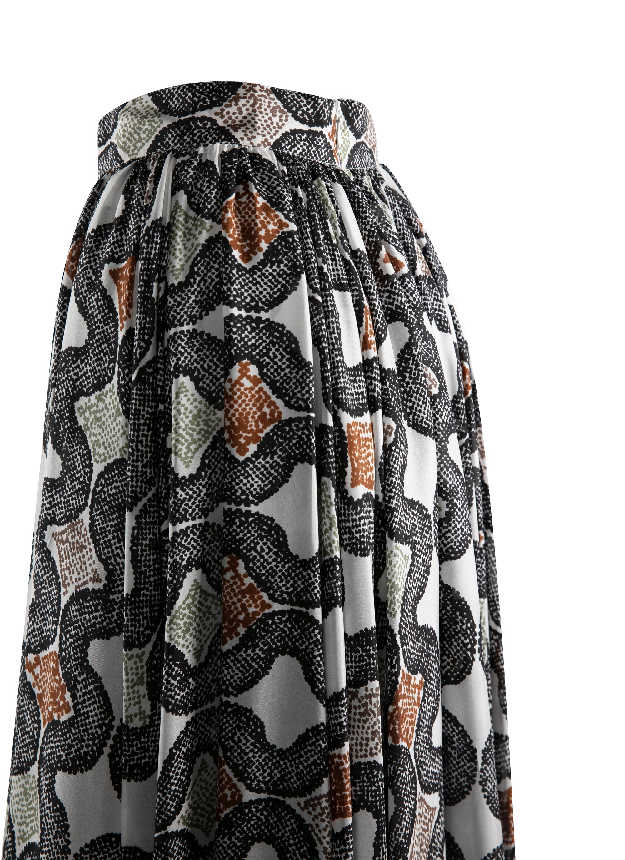 Printed silk maxi skirt - Ivory & Black