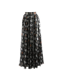 Printed silk maxi skirt - Ivory & Black