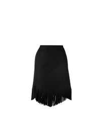 Jupe à franges en laine - Noir