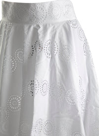 Plain midi skirt with perforated details - White