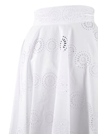 Plain midi skirt with perforated details - White