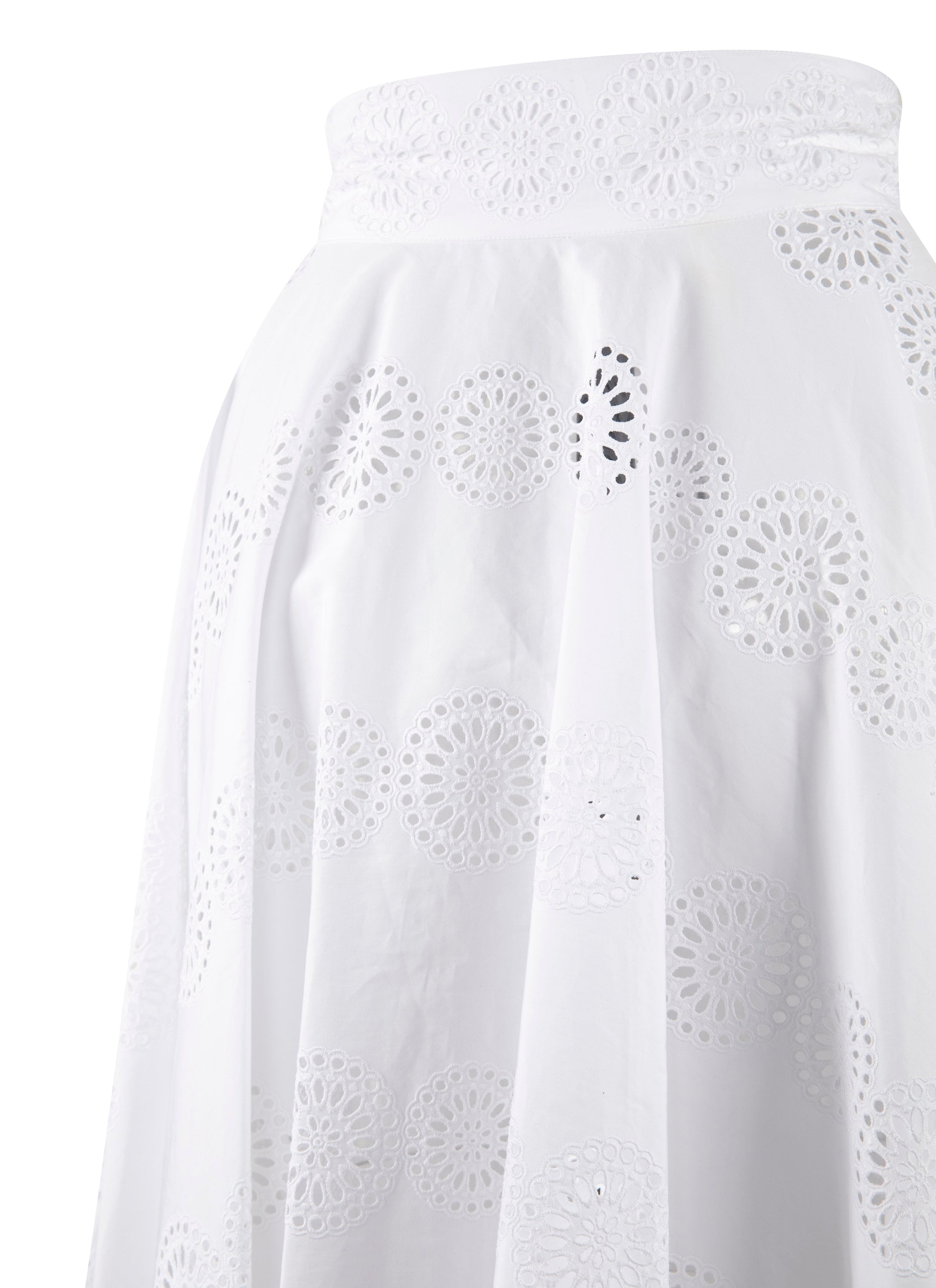 Plain midi skirt with perforated details - White