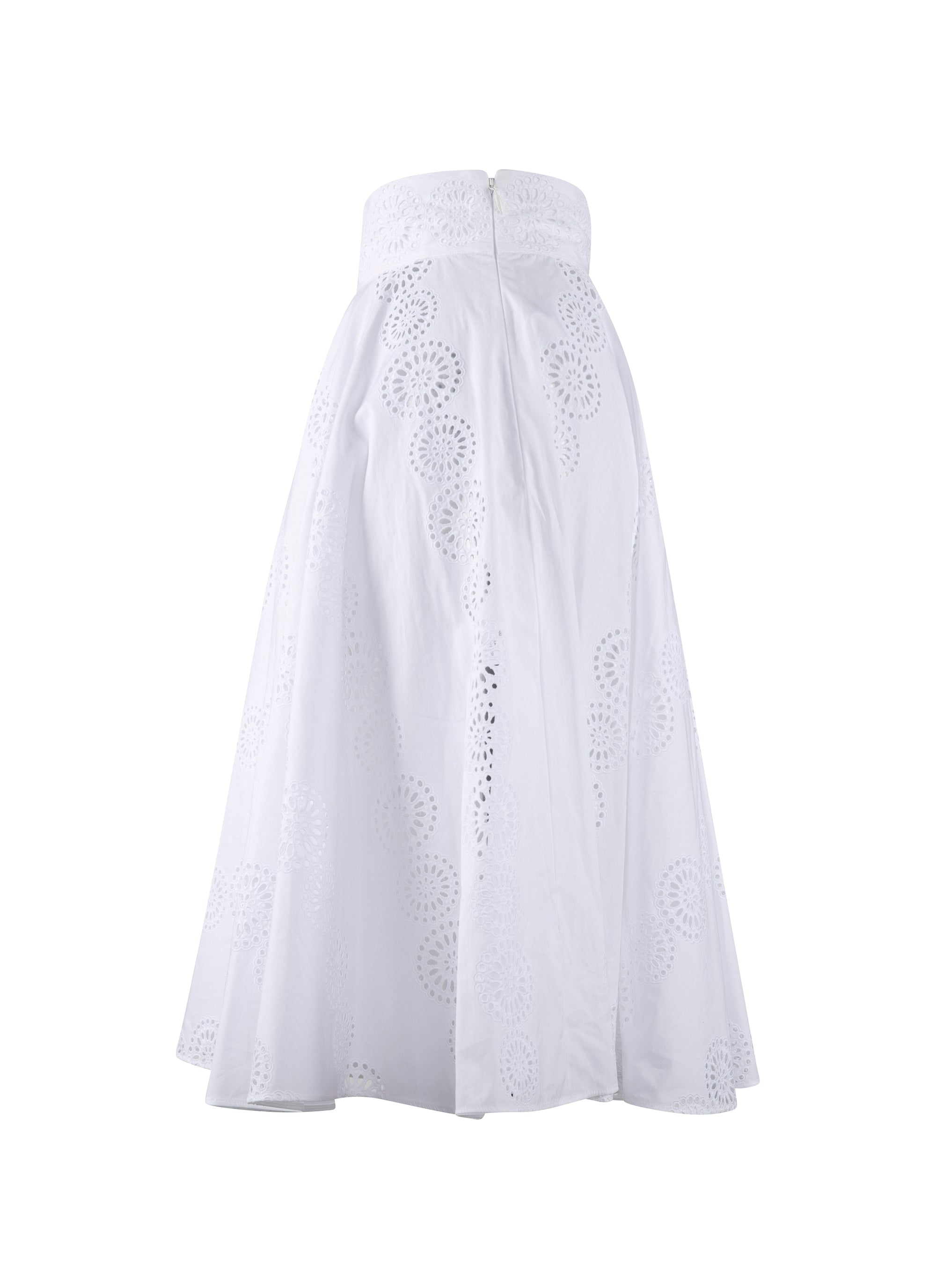 Plain midi skirt with perforated details - White