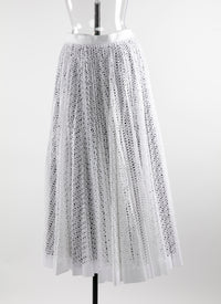 Multicoloured openwork long skirt - Intense White