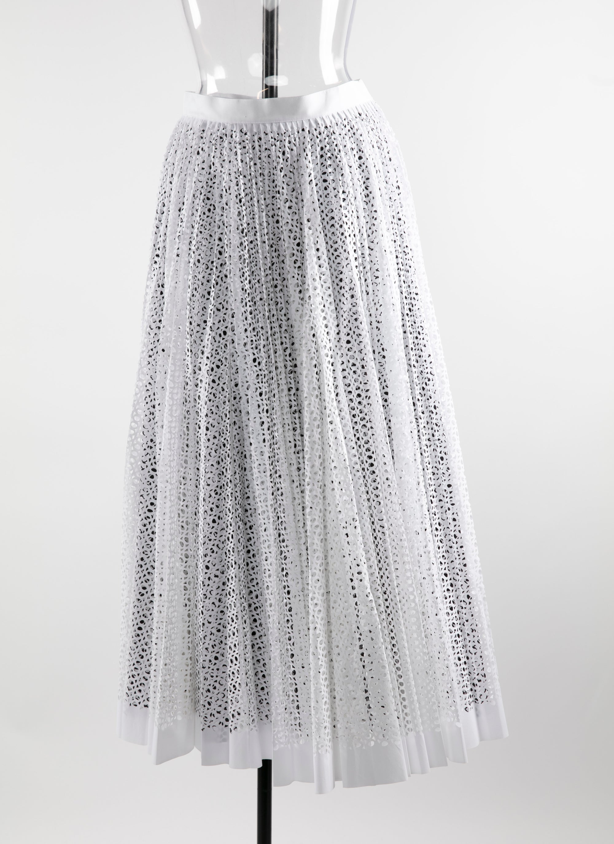 Multicoloured openwork long skirt - Intense White