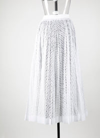 Multicoloured openwork long skirt - Intense White