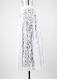 Multicoloured openwork long skirt - Intense White