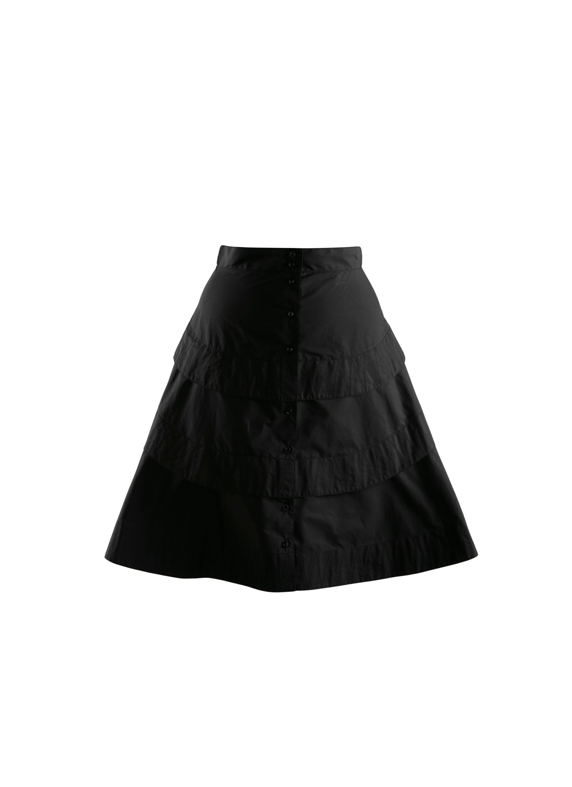 Jupe courte boutonnée avec plis - Noir