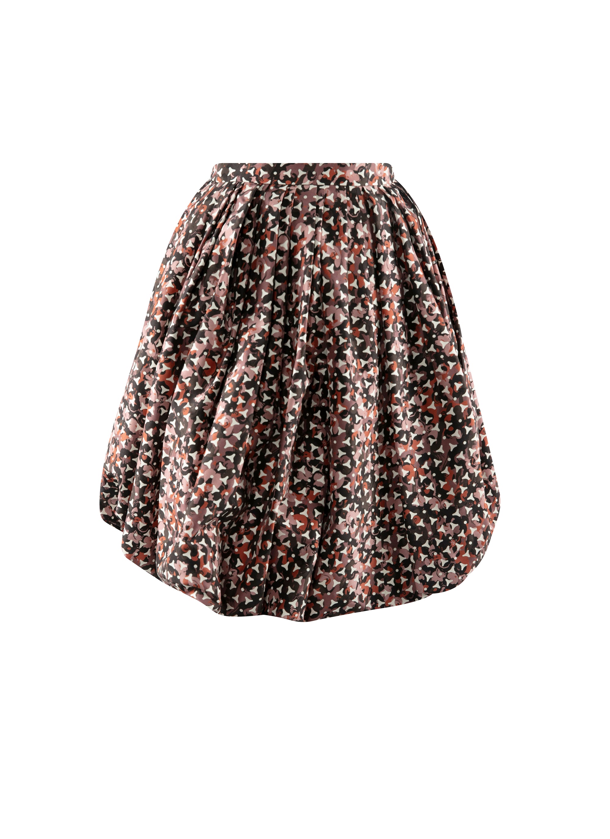 Silk Tulip Short Skirt - Khaki & Rosewood
