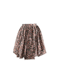 Silk Tulip Short Skirt - Khaki & Rosewood