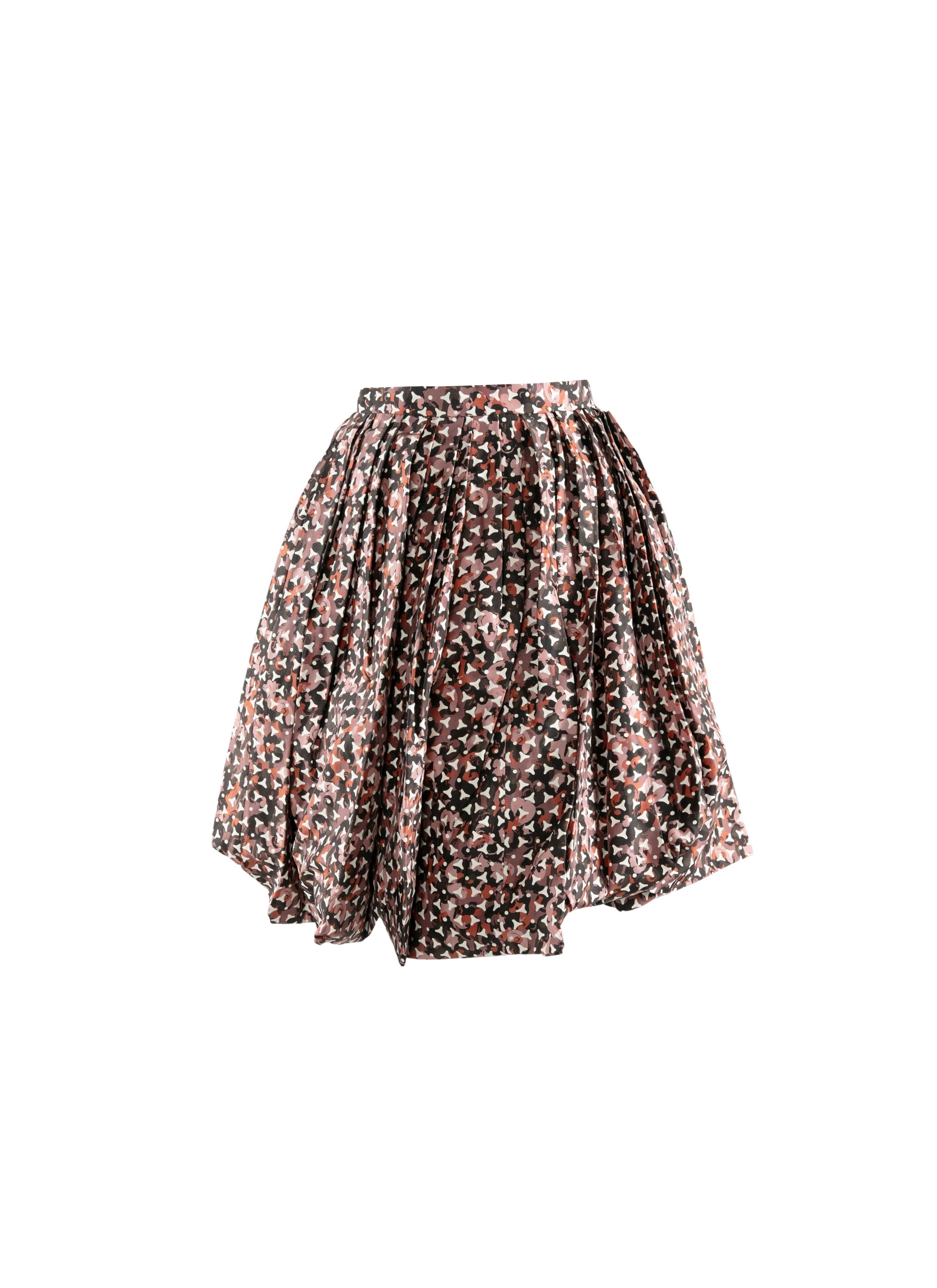 Silk Tulip Short Skirt - Khaki & Rosewood