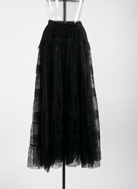 Long skirt with lace lining - Black intense
