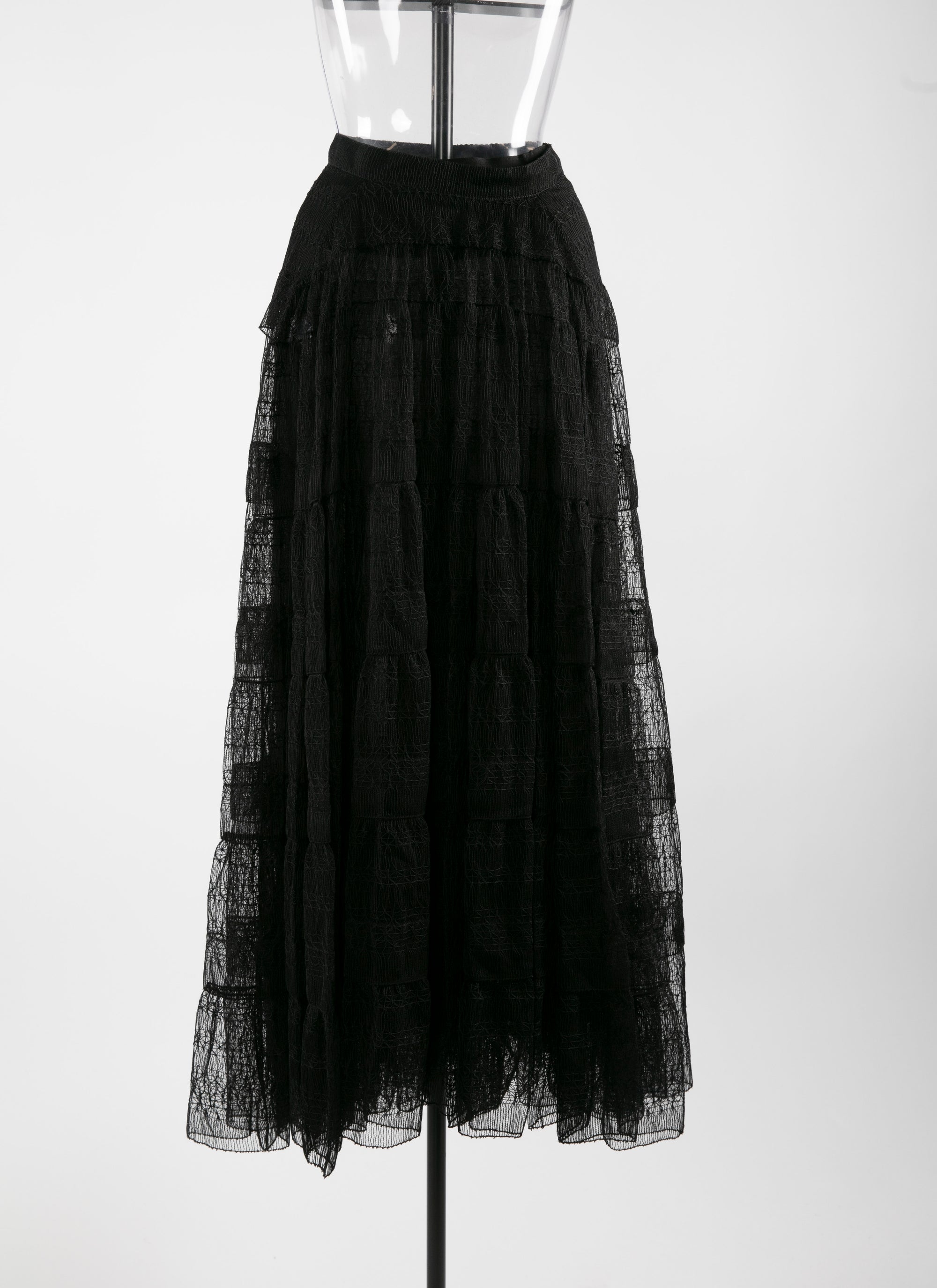 Long skirt with lace lining - Black intense