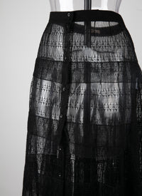 Long skirt with lace lining - Black intense