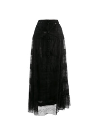 Long skirt with lace lining - Black intense