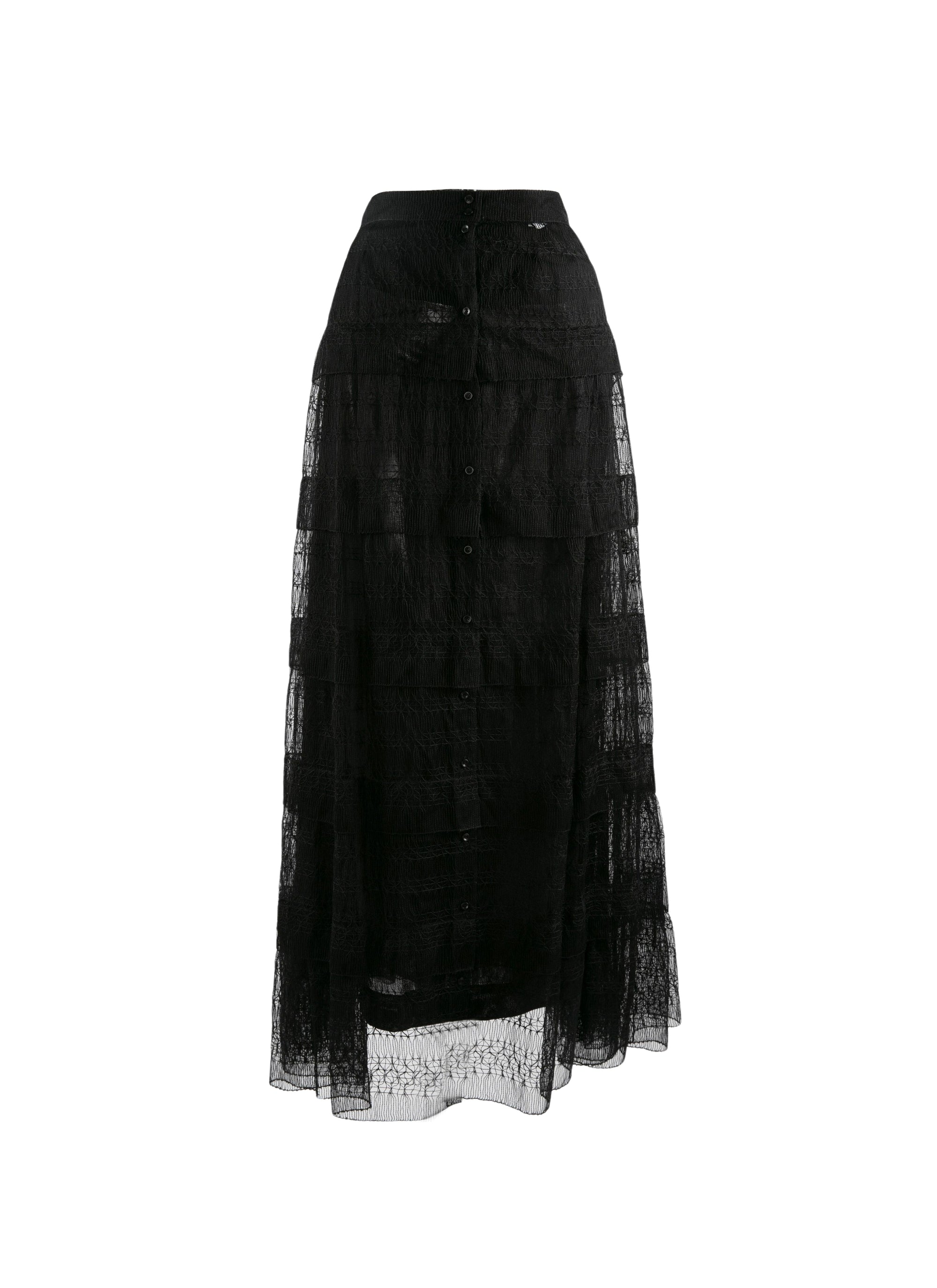 Long skirt with lace lining - Black intense