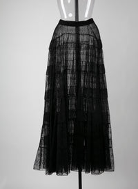 Long skirt with lace lining - Black intense
