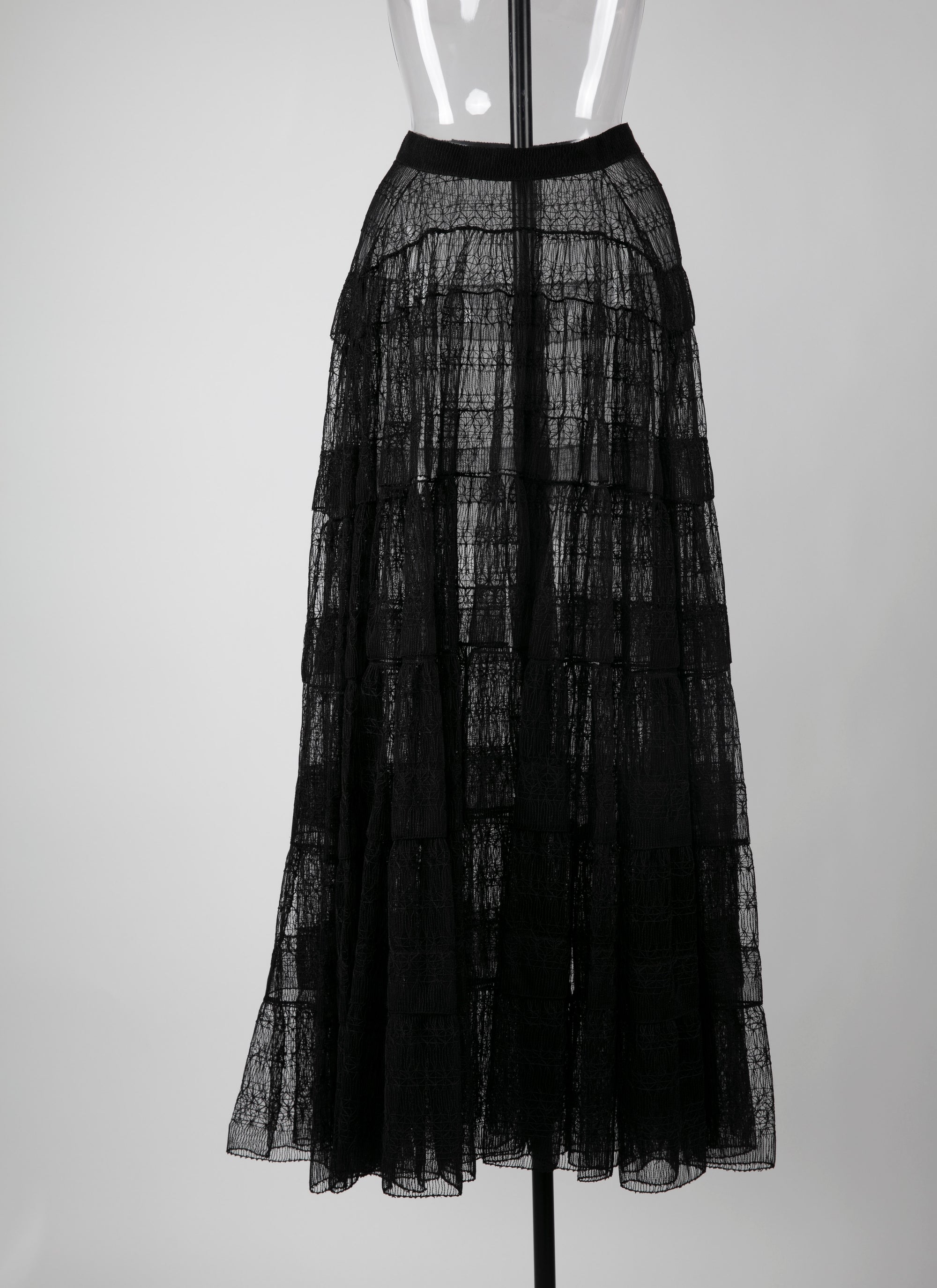 Long skirt with lace lining - Black intense