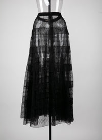 Long skirt with lace lining - Black intense