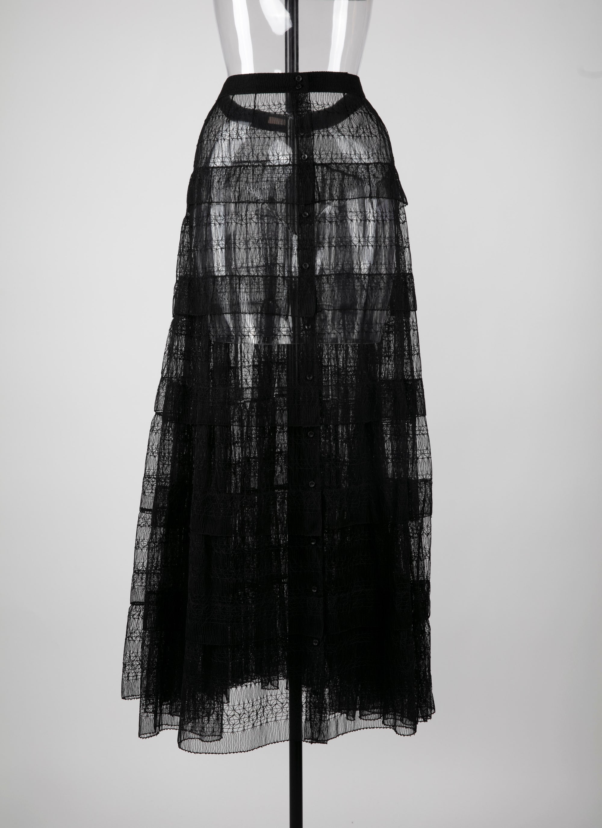 Long skirt with lace lining - Black intense