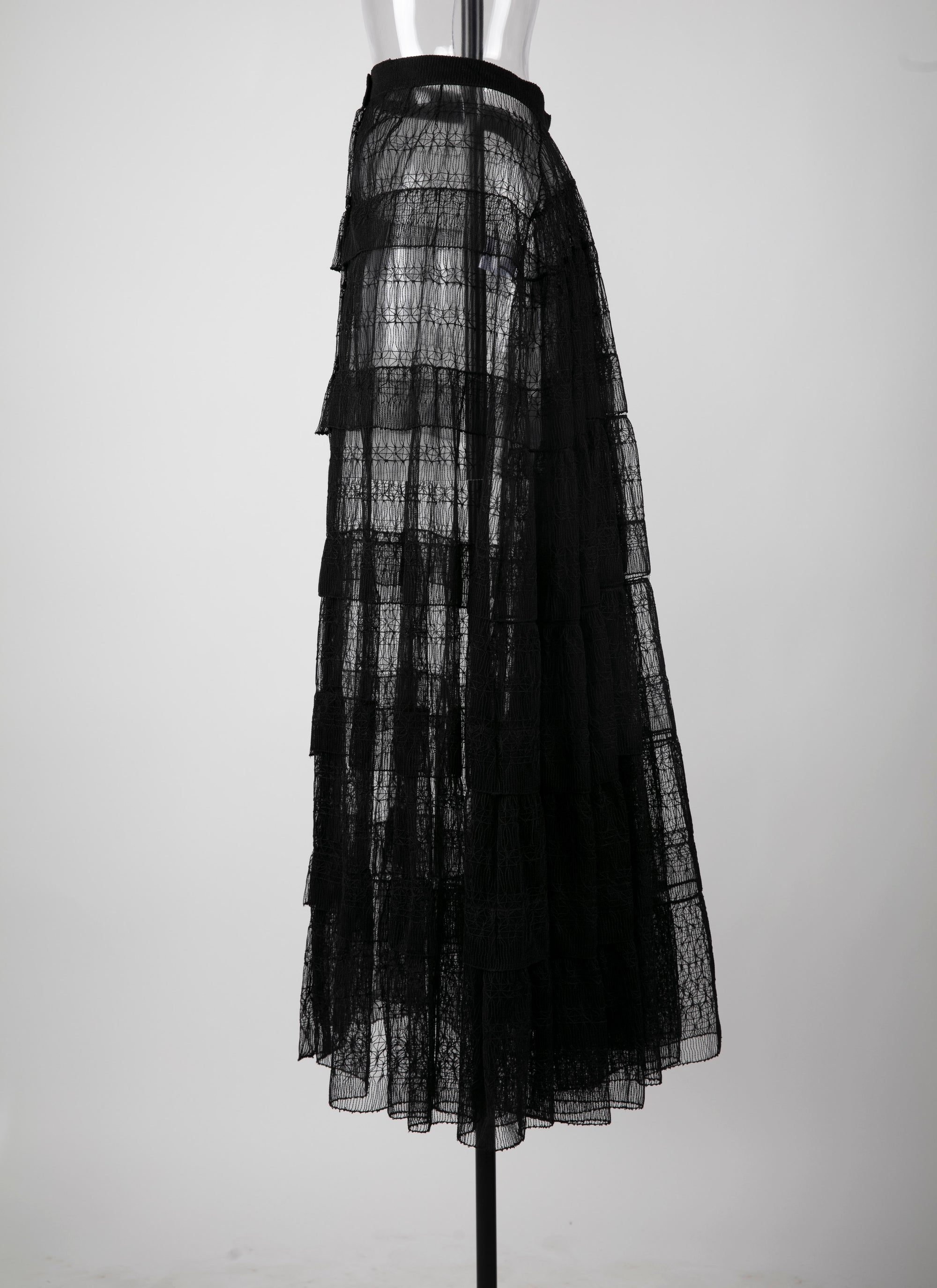 Long skirt with lace lining - Black intense