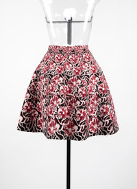 Jupe courte Plumeria en laine - Rouge & Nude