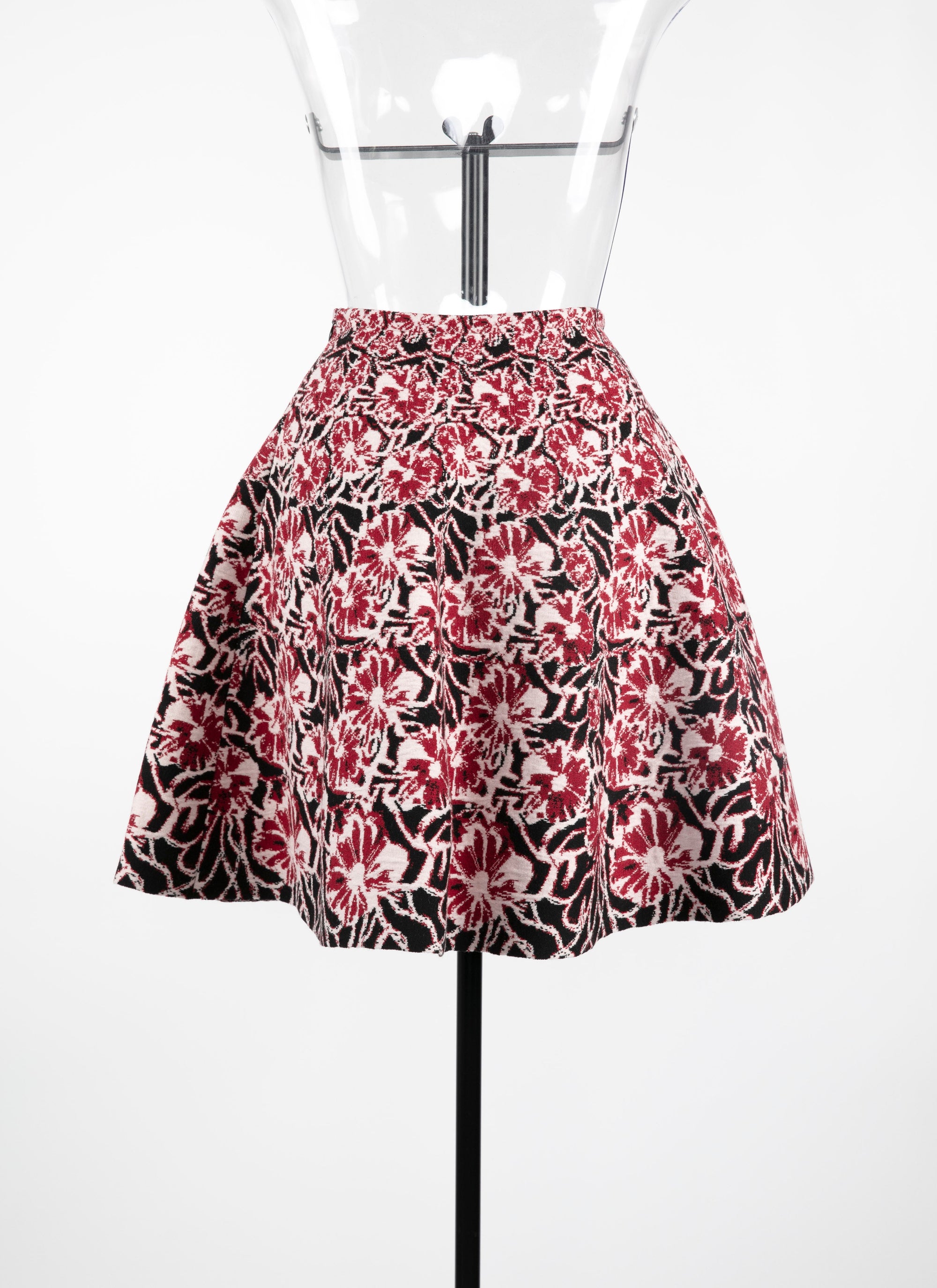 Jupe courte Plumeria en laine - Rouge & Nude