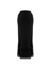Long flared skirt with openwork details - Black intense