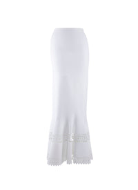 Jupe longue ajouré en maille - Blanc